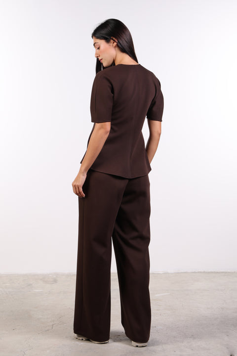 THE TRAVEL WEAR PEPLUM SHIRT — WOMENS BROWN