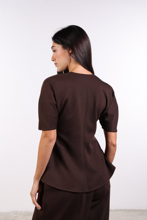 THE TRAVEL WEAR PEPLUM SHIRT — WOMENS BROWN