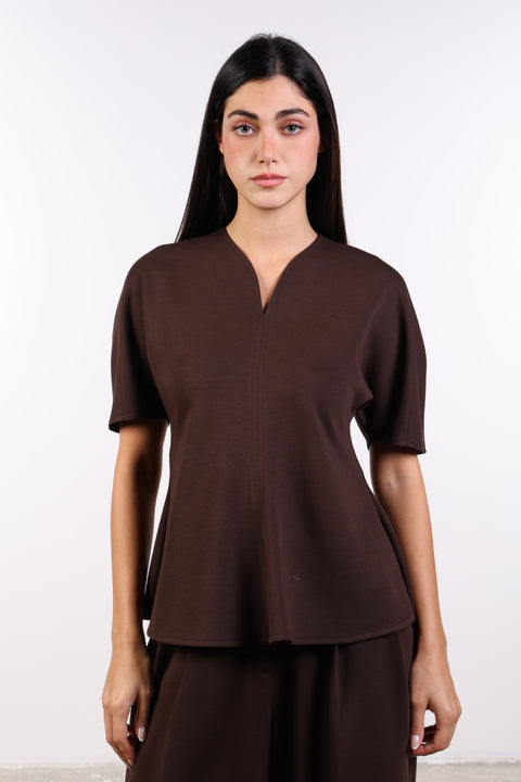 THE TRAVEL WEAR PEPLUM SHIRT — WOMENS BROWN
