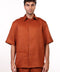 THE CLASSIC LINEN HALF SLEEVES SHIRT — MENS BURNT ORANGE