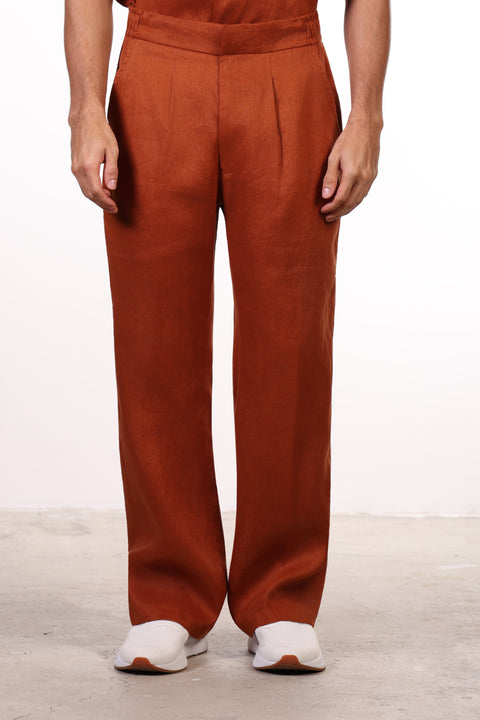 THE CLASSIC LINEN PANTS  — MENS BURNT ORANGE
