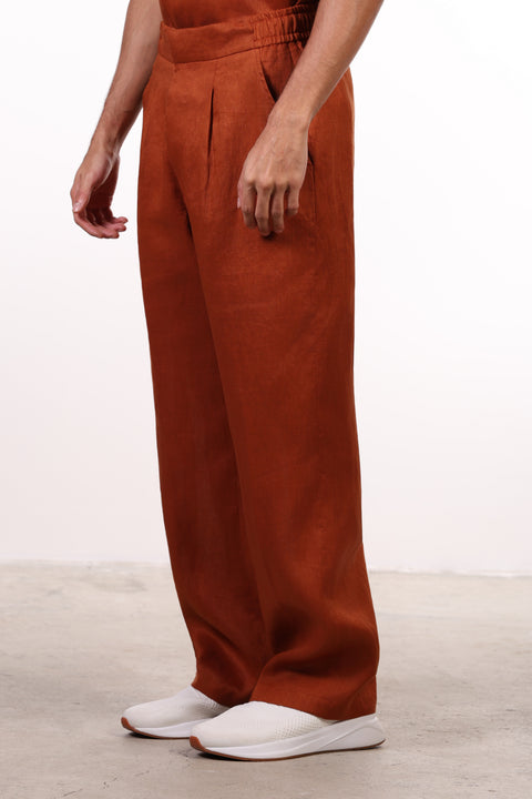 THE CLASSIC LINEN PANTS  — MENS BURNT ORANGE
