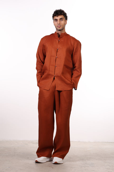 THE JAPANESE LINEN PANTS  — MENS BURNT ORANGE