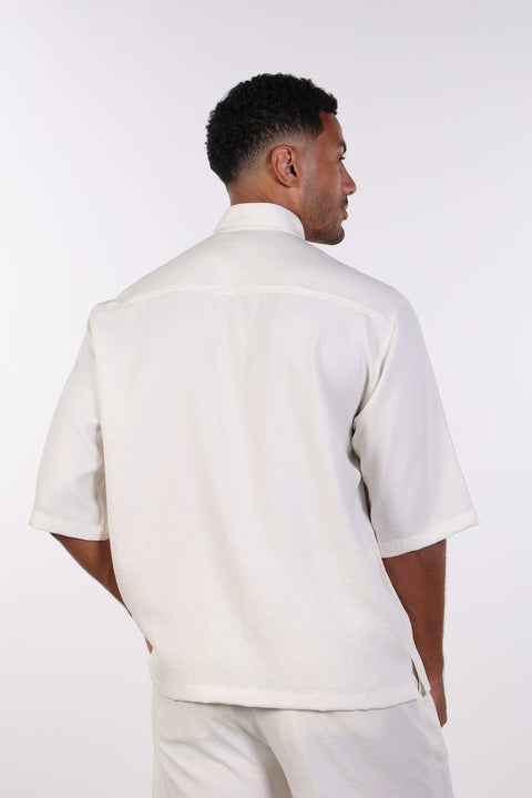 THE RELAXED LINEN BLEND SHIRT— MENS OFF WHITE