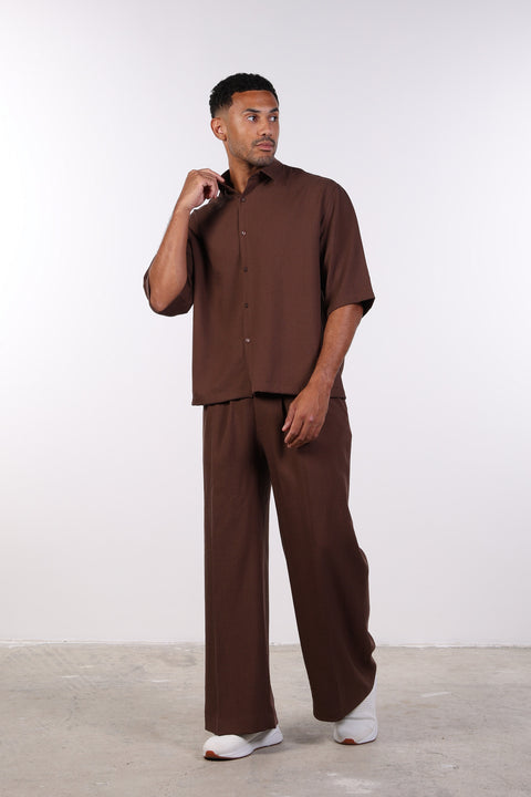 THE RELAXED LINEN BLEND SHIRT— MENS BROWN