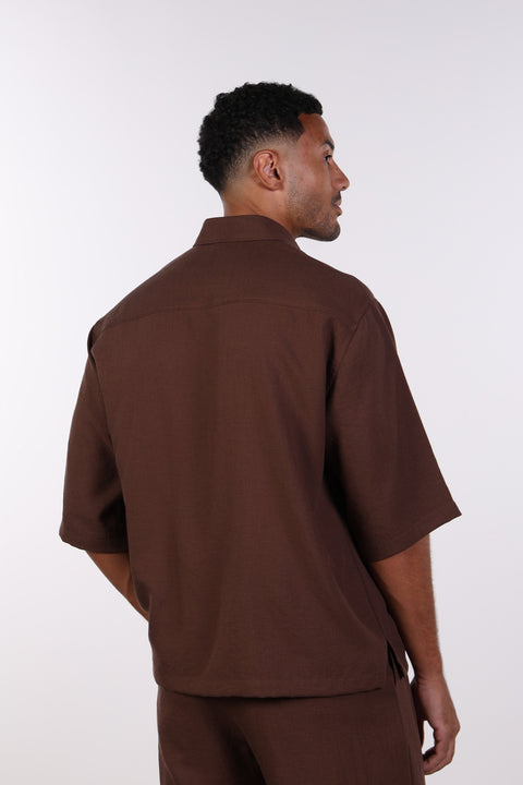 THE RELAXED LINEN BLEND SHIRT— MENS BROWN