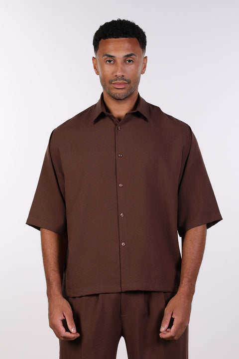 THE RELAXED LINEN BLEND SHIRT— MENS BROWN