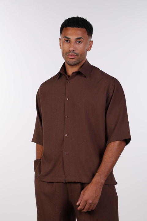 THE RELAXED LINEN BLEND SHIRT— MENS BROWN