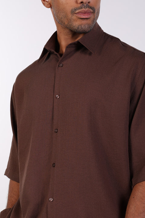 THE RELAXED LINEN BLEND SHIRT— MENS BROWN