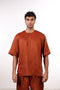 THE SHORE LINEN HALF SLEEVES SHIRT — MENS BURNT ORANGE