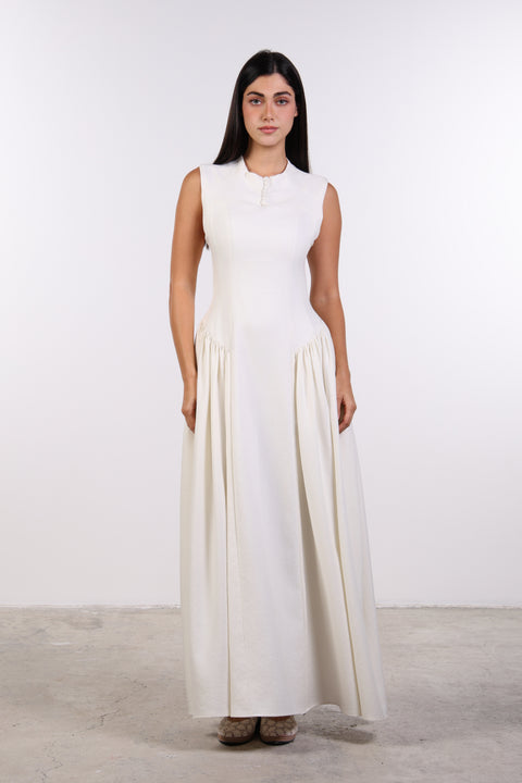 PANELLED MAXI DRESS SLEEVELESS — WOMENS OFF WHITE
