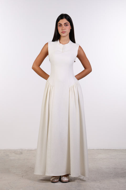 PANELLED MAXI DRESS SLEEVELESS — WOMENS OFF WHITE