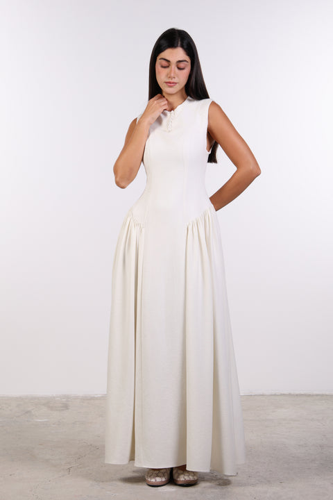 PANELLED MAXI DRESS SLEEVELESS — WOMENS OFF WHITE