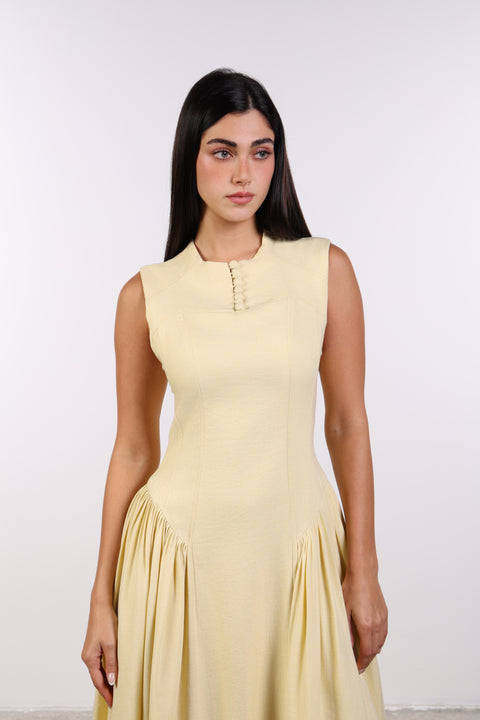 PANELLED MAXI DRESS SLEEVELESS — WOMENS YELLOW