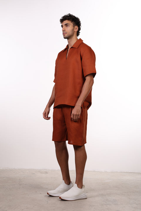 THE SIGNATURE LINEN SET — MENS BURNT ORANGE