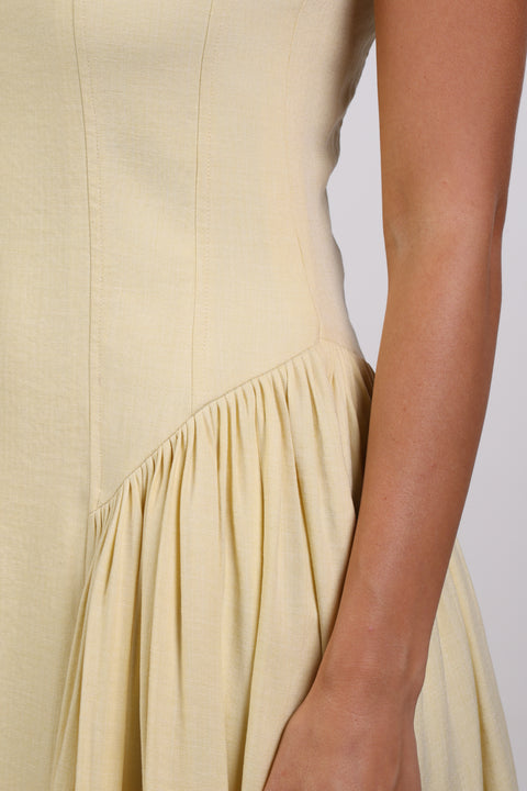 PANELLED MAXI DRESS SLEEVELESS — WOMENS YELLOW