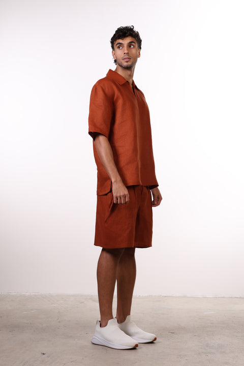 THE SIGNATURE LINEN SET — MENS BURNT ORANGE