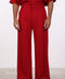 THE DOUBLE-PLEAT LINEN BLEND PANTS  — MENS RED