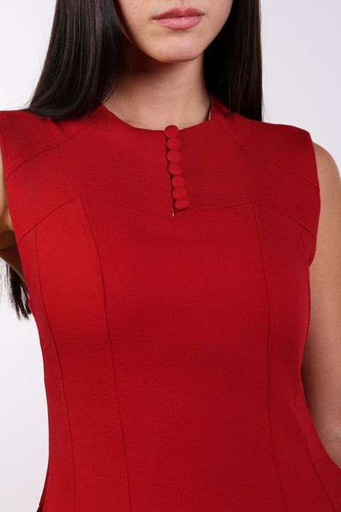 PANELLED MAXI DRESS SLEEVELESS — WOMENS RED