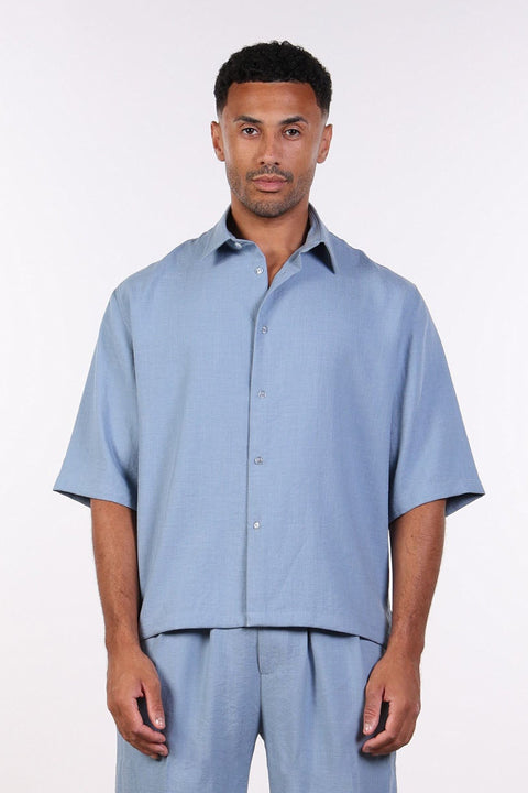 THE RELAXED LINEN BLEND SHIRT— MENS BLUE