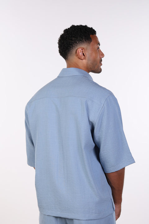 THE RELAXED LINEN BLEND SHIRT— MENS BLUE