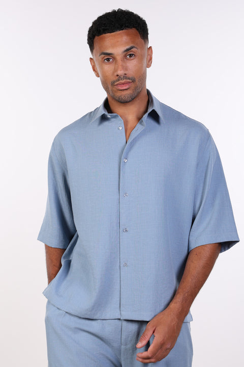 THE RELAXED LINEN BLEND SHIRT— MENS BLUE