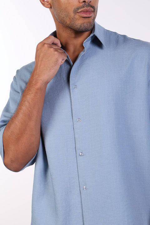 THE RELAXED LINEN BLEND SHIRT— MENS BLUE