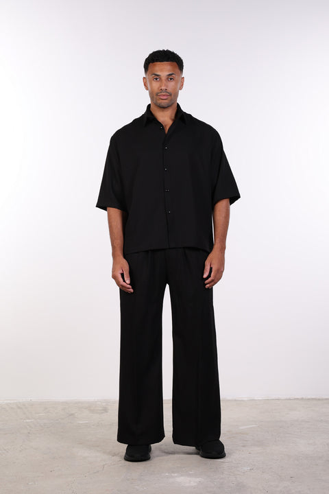 THE RELAXED LINEN BLEND SHIRT— MENS BLACK