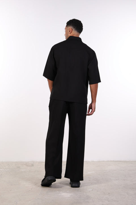 THE RELAXED LINEN BLEND SHIRT— MENS BLACK