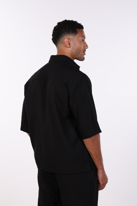 THE RELAXED LINEN BLEND SHIRT— MENS BLACK