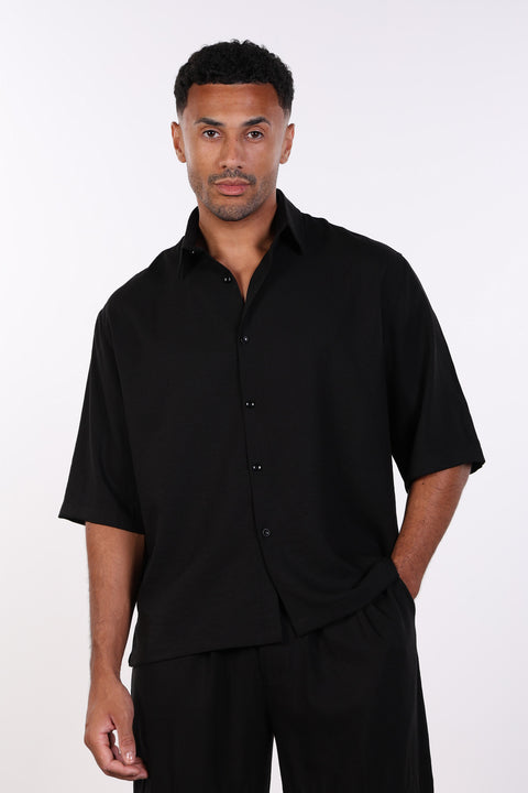 THE RELAXED LINEN BLEND SHIRT— MENS BLACK