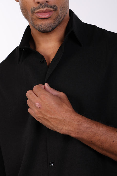 THE RELAXED LINEN BLEND SHIRT— MENS BLACK