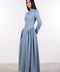 PANELLED MAXI DRESS FULL SLEEVES — WOMENS BLUE