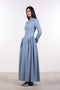 PANELLED MAXI DRESS FULL SLEEVES — WOMENS BLUE