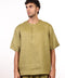 THE SHORE LINEN HALF SLEEVES SHIRT — MENS MOSS GREEN