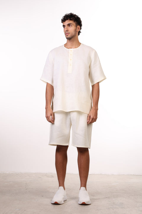 THE LINEN SHORTS  — MENS OFF-WHITE
