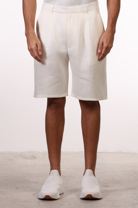 THE SUMMER LINEN HALF SLEEVES SET — MENS OFF WHITE