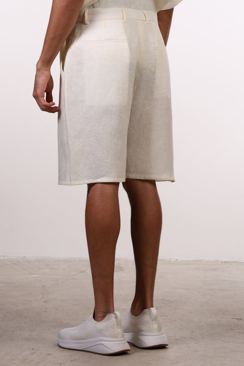 THE SUMMER LINEN HALF SLEEVES SET — MENS OFF WHITE