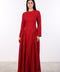PANELLED MAXI DRESS FULL SLEEVES — WOMENS RED