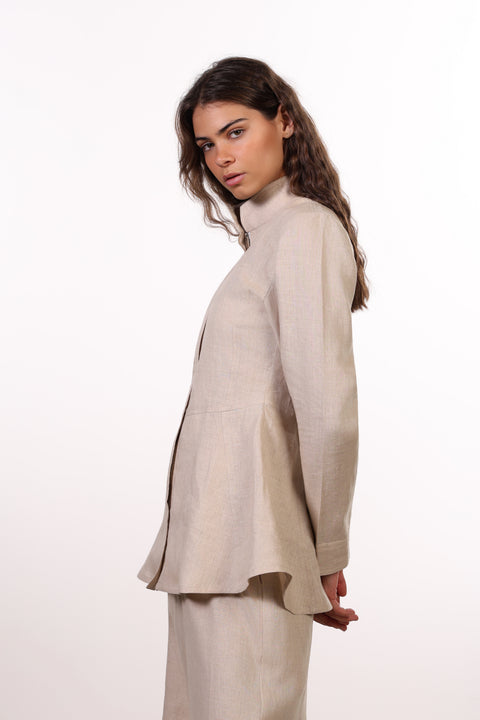 THE SIGNATURE LINEN SHIRT  — WOMENS BEIGE