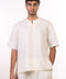 THE SUMMER LINEN HALF SLEEVES SHIRT — MENS OFF WHITE