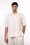 THE SUMMER LINEN HALF SLEEVES SHIRT — MENS OFF WHITE