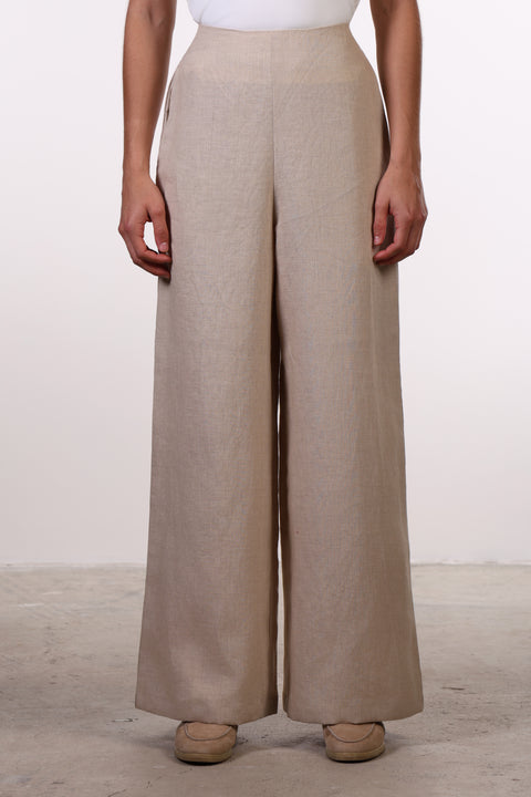 THE SIGNATURE LINEN PANTS — WOMENS BEIGE