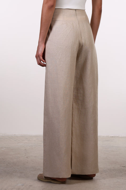 THE SIGNATURE LINEN PANTS — WOMENS BEIGE