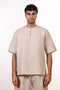 THE SUMMER LINEN HALF SLEEVES SHIRT — MENS BEIGE