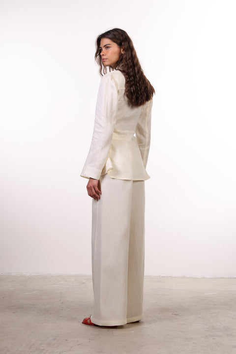 THE SIGNATURE LINEN SHIRT  — WOMENS OFF WHITE