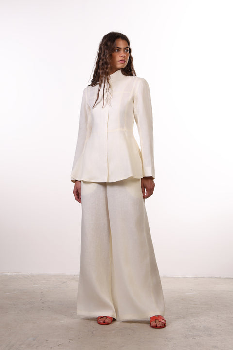 THE SIGNATURE LINEN SHIRT  — WOMENS OFF WHITE