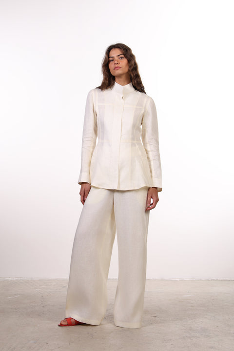 THE SIGNATURE LINEN SET — WOMENS CREAM WHITE