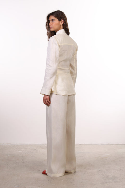 THE SIGNATURE LINEN SET — WOMENS CREAM WHITE