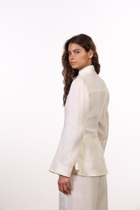 THE SIGNATURE LINEN SET — WOMENS CREAM WHITE